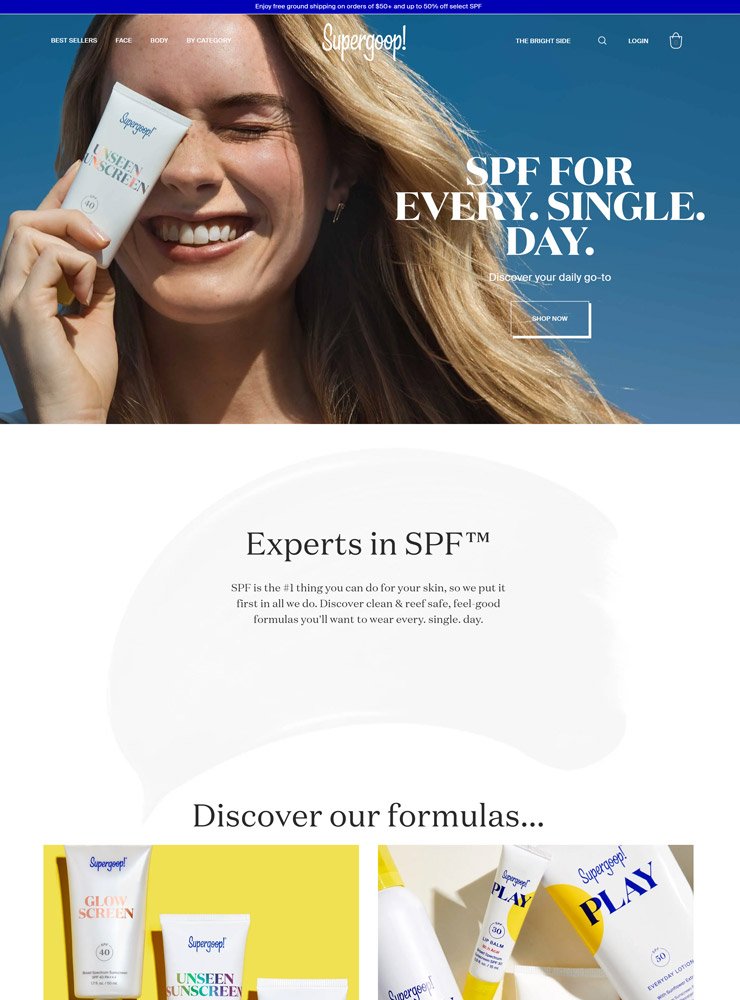 Supergoop Online Store Design