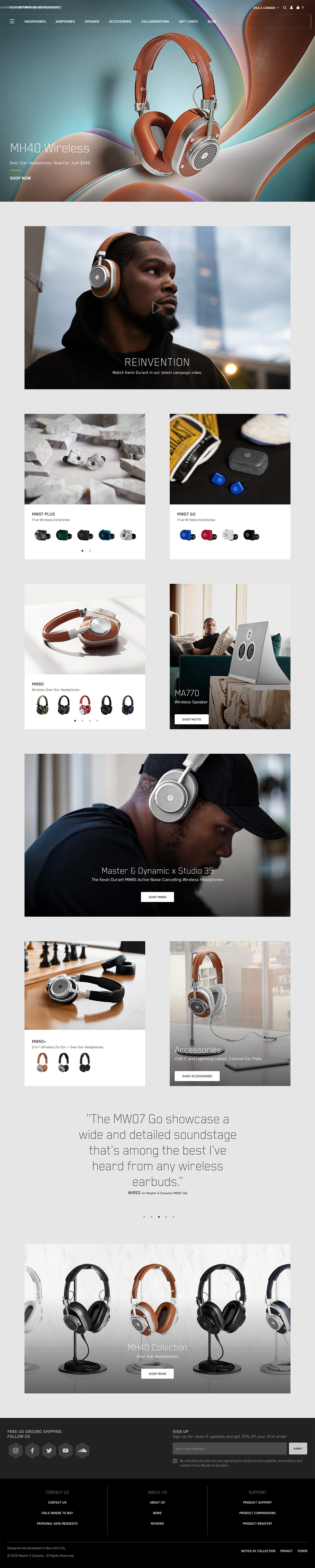 Master & Dynamic Online Store Design