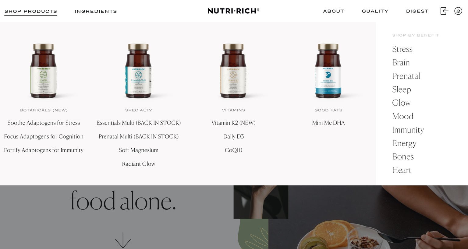 Nutri-Rich Online Store Design
