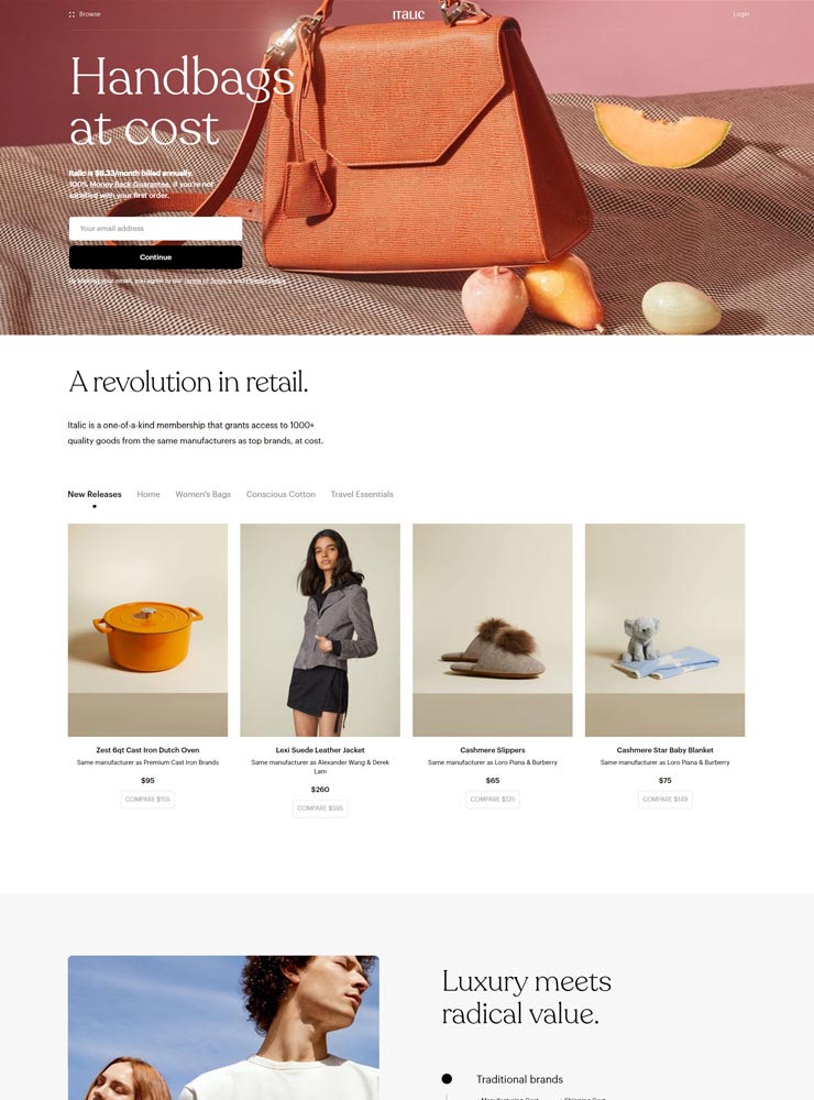 Italic Online Store Design