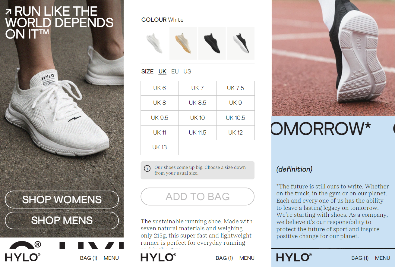 Hylo Athletics Online Store Design